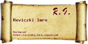 Reviczki Imre névjegykártya